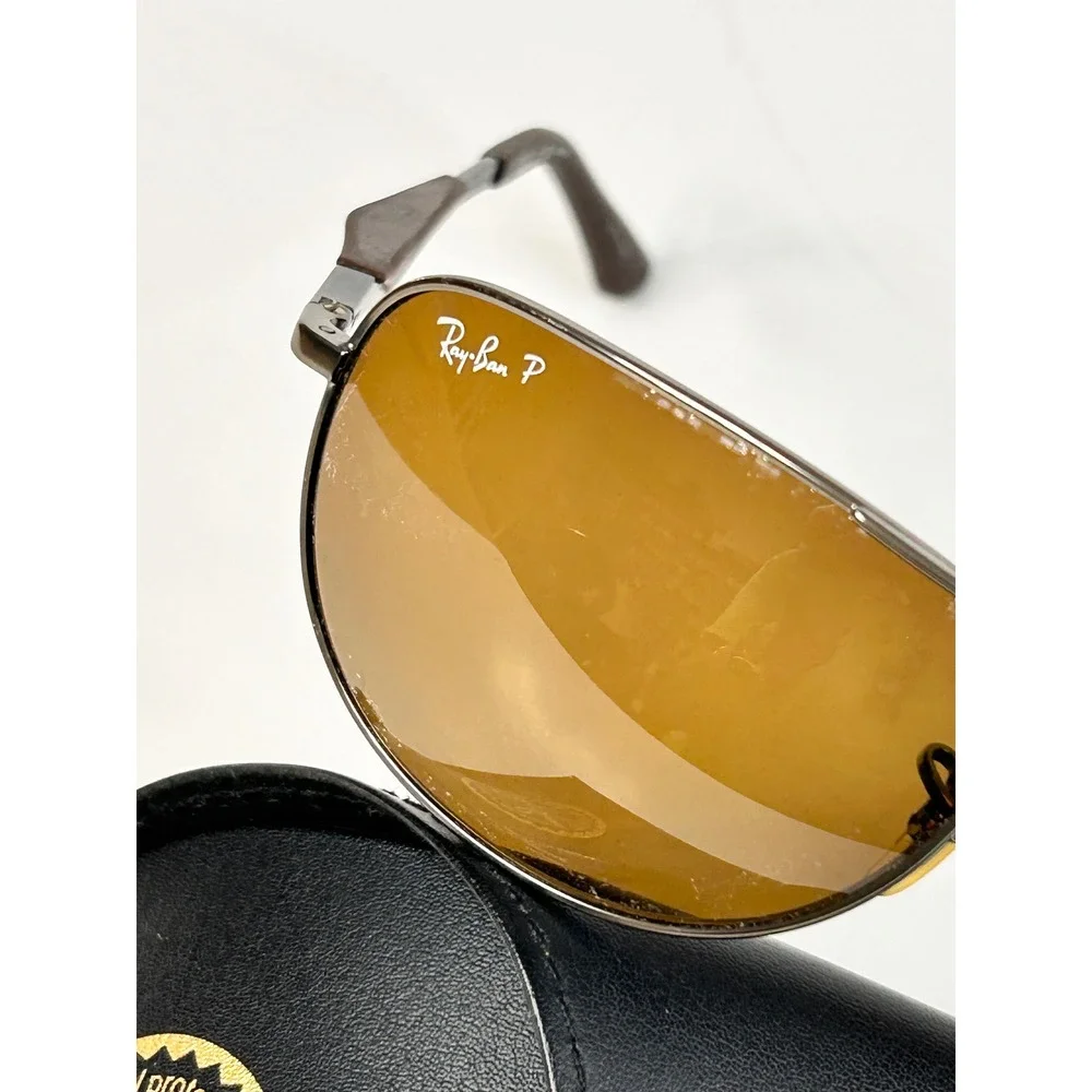 Ray-Ban RB3319 029/83 Gunmetal Polarized Aviator Sunglasses Brown Lens 62mm